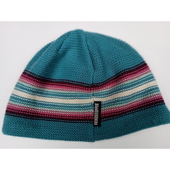 Outdoor Research Multicolor Knit Blue Wool Blend Stripe Beanie Hat Kids 6-12 M/L - Picture 3 of 7